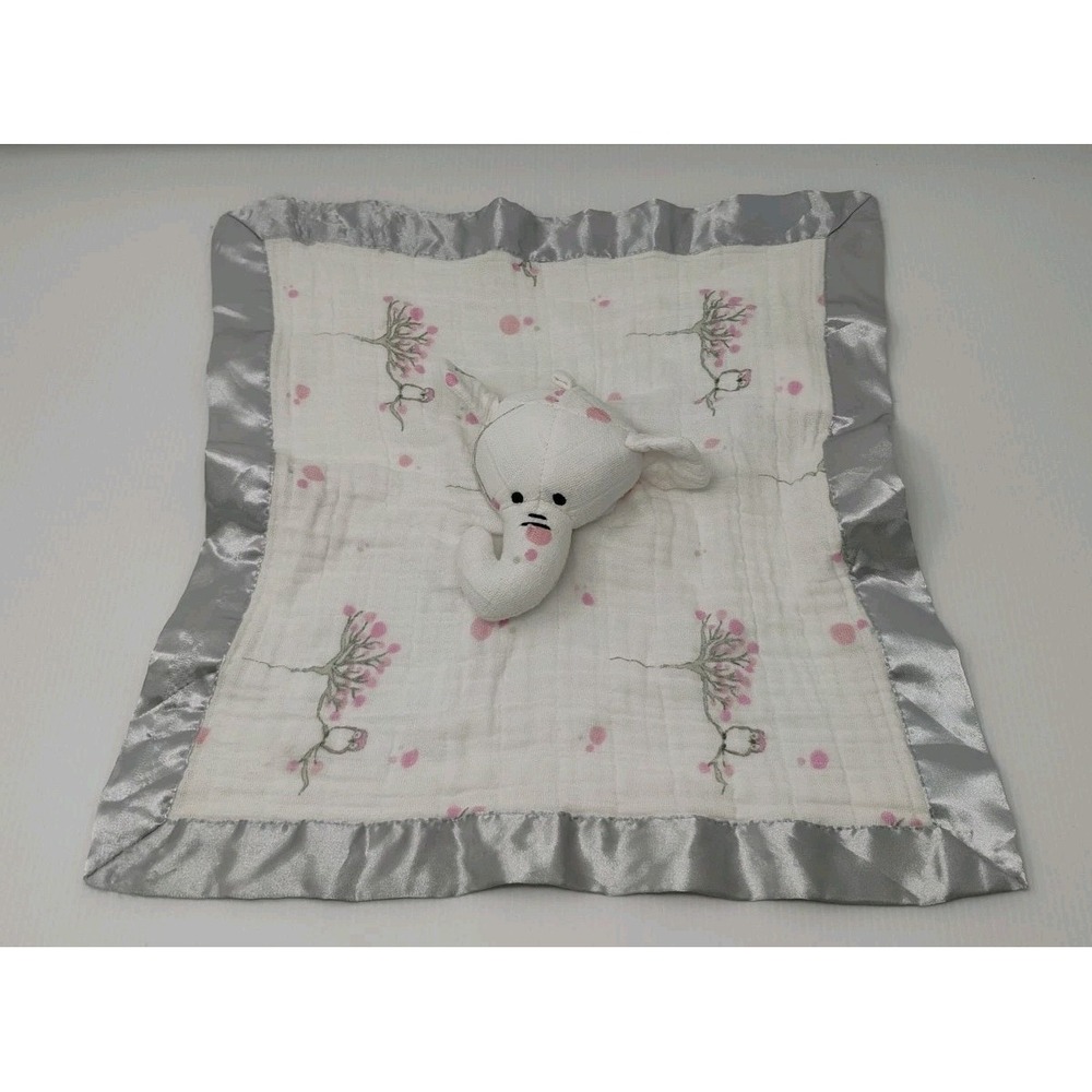 Aden Anais Elephant Owl Lovey Security Blanket Gray Satin Edges SEE DESCRIPTION
